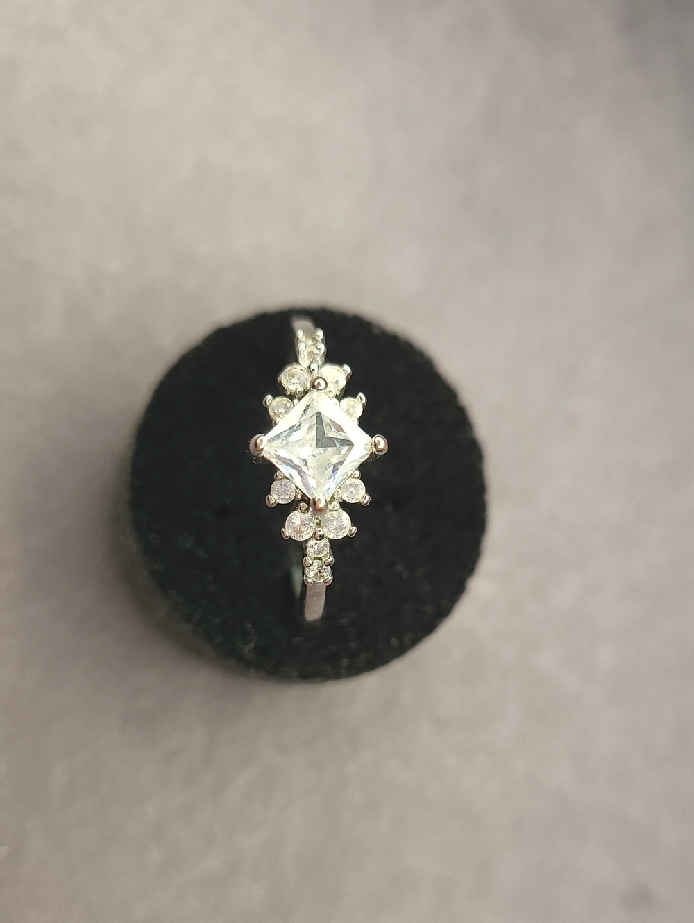 Silver Cubic Zirconia Floral Cluster Ring